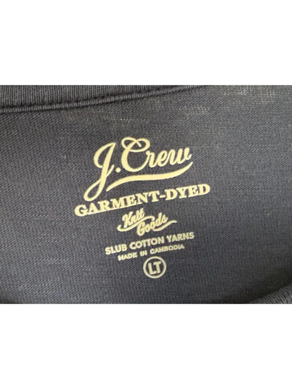 J. Crew Mens Garment-Dyed Long-Sleeve Slub Cotton T-Shirt Navy Large/Tall